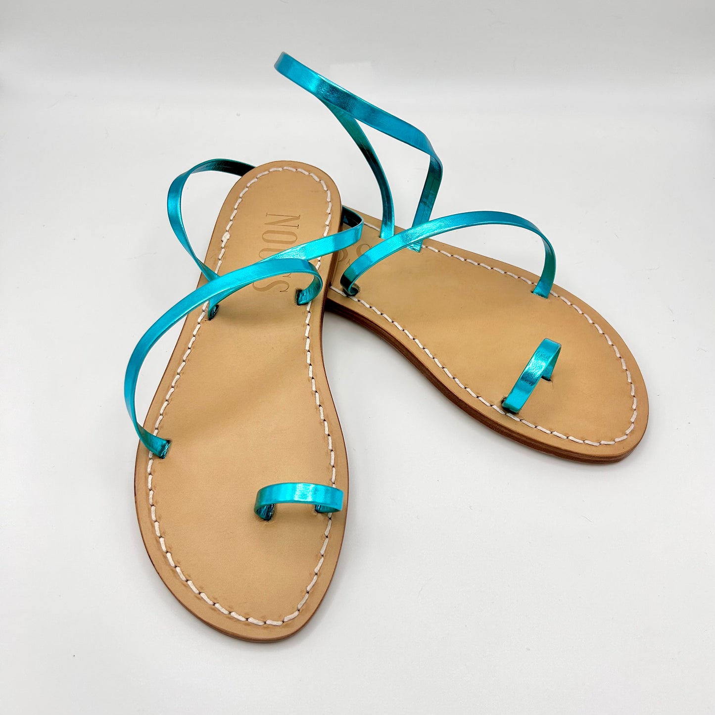 Sandales Cuir Femme Barcelone Turquoise - Empillees