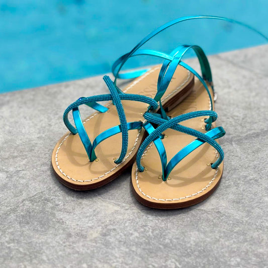 Sandales Femme Calvi Bleu Clair strass bleu - Avant