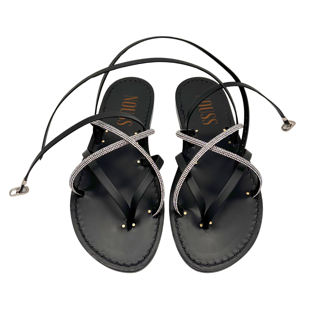 Sandales Femme Calvi Noir Cuir Stass avant