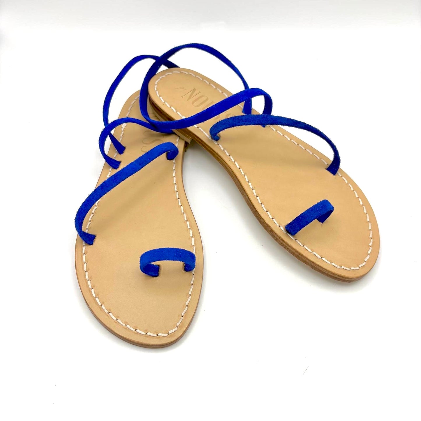Sandales Femme Cuir Barcelone Bleu Klein - Empillées