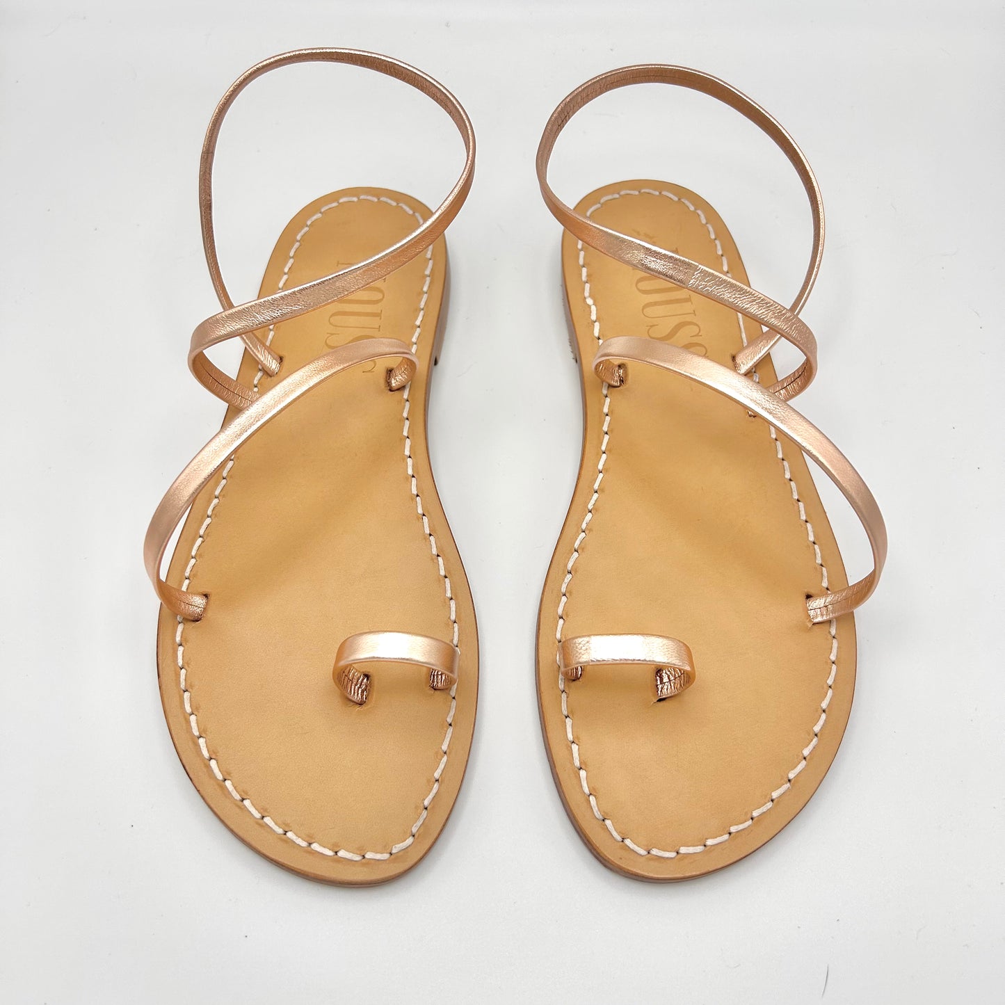 Sandales Femme Cuir Barcelone Or Rose - Face