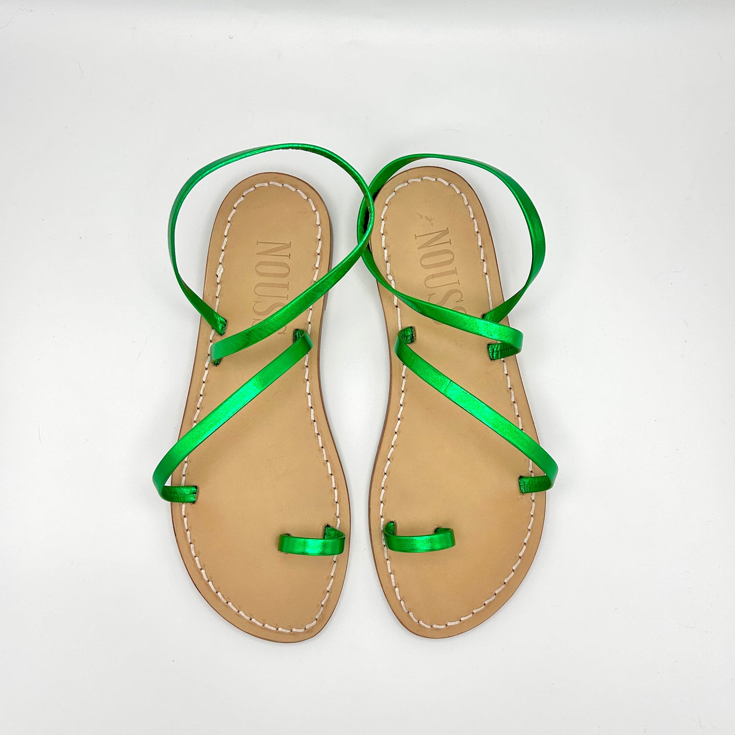 Sandales Femme Cuir Barcelone Vert - Dessus