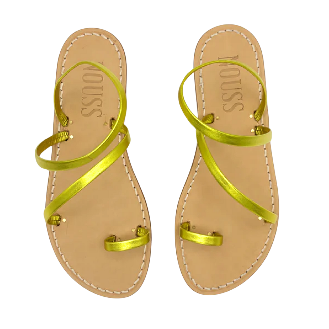 Sandales Femme Cuir Jaune Barcelone dessus