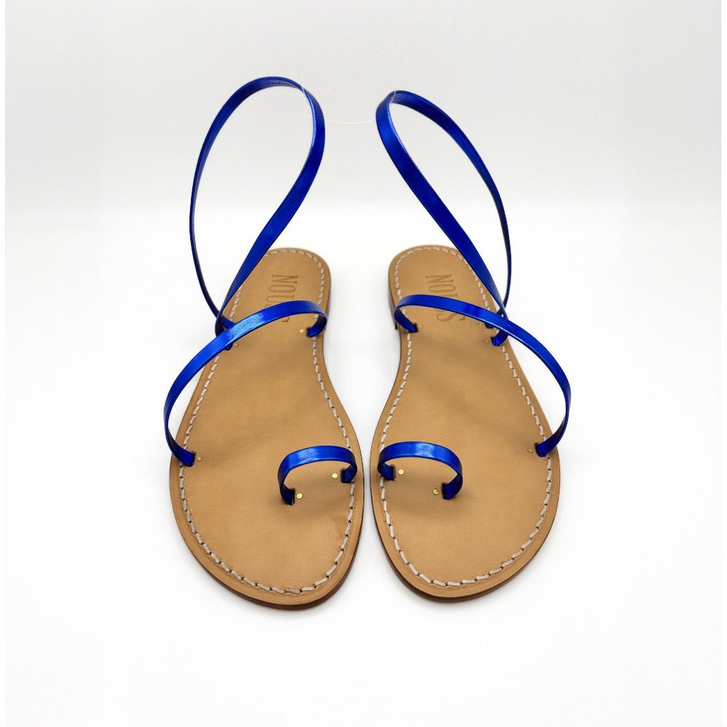 Sandales Femme Cuir Marine Barcelone Avant