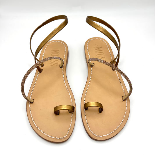 Sandales Femme Cuir Strass Bronze/ Or Barcelone - Face