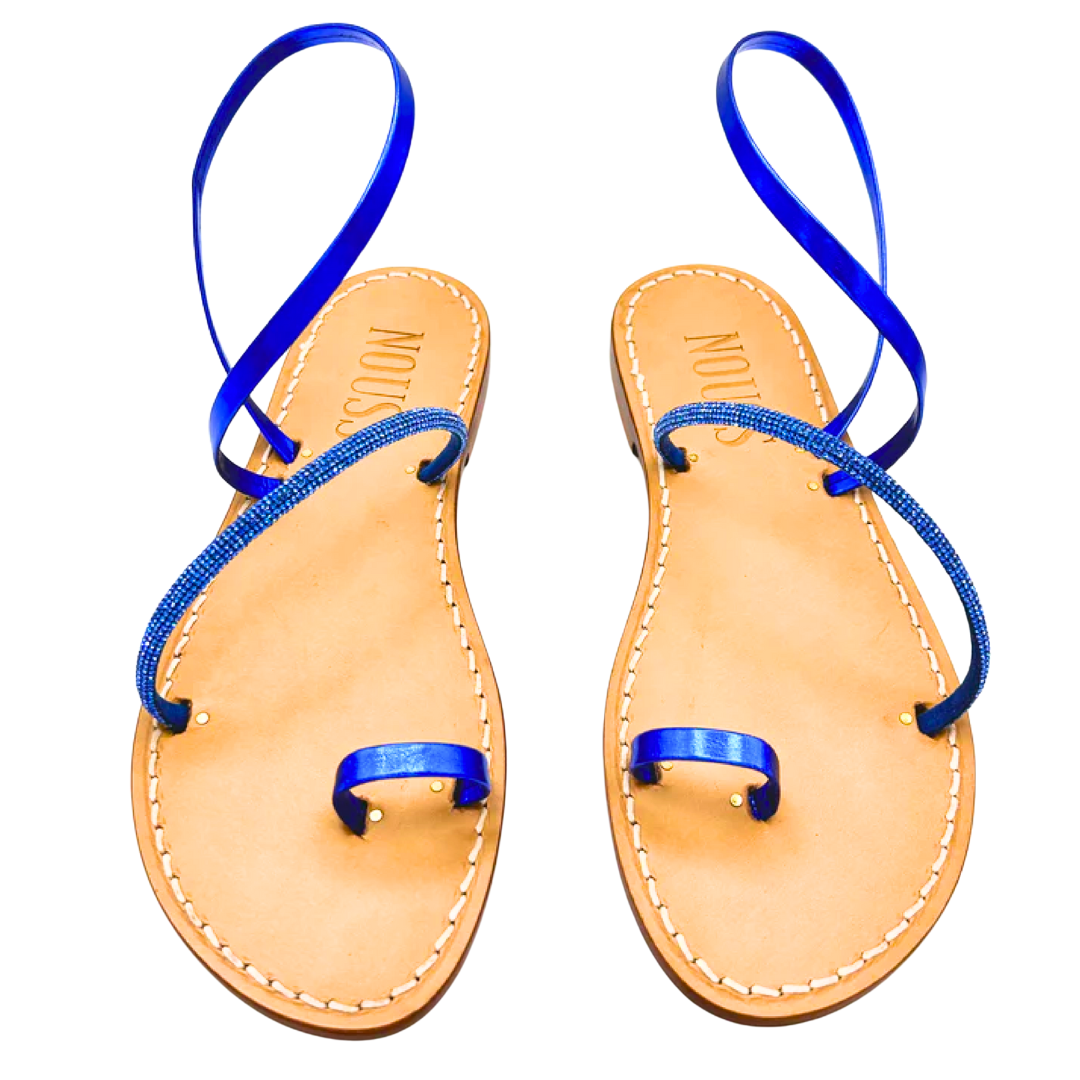 Sandales Femme Cuir Strass Marine Barcelone avant