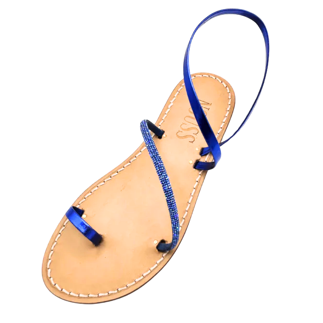 Sandales Femme Cuir Strass Marine Barcelone cote