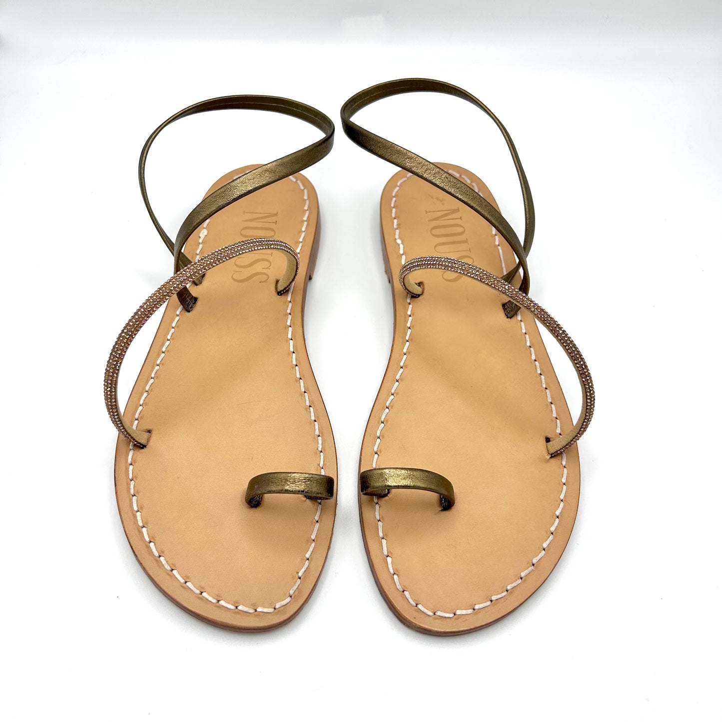 Sandales Femme Cuir Strass Mordore/ Or Barcelone - Face