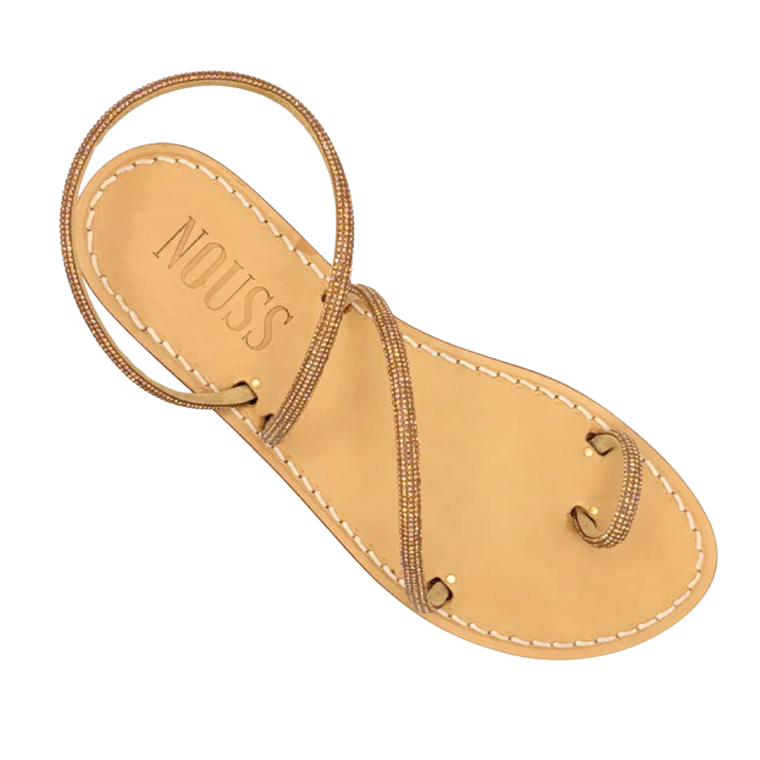 Sandales Femme Cuir Strass Or Barcelone cote