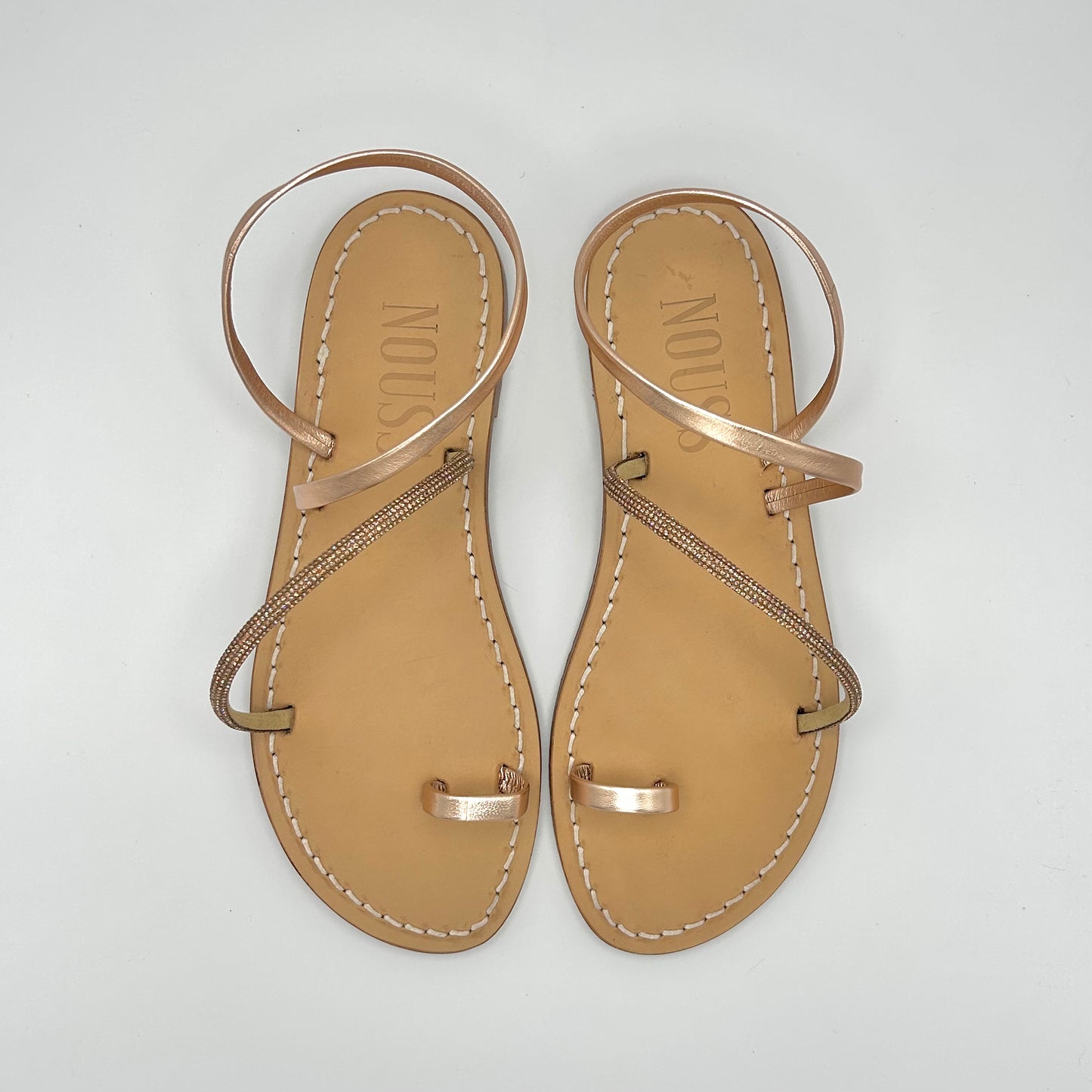 Sandales Femme Cuir Strass Or Rose/ Or Barcelone - Dessus