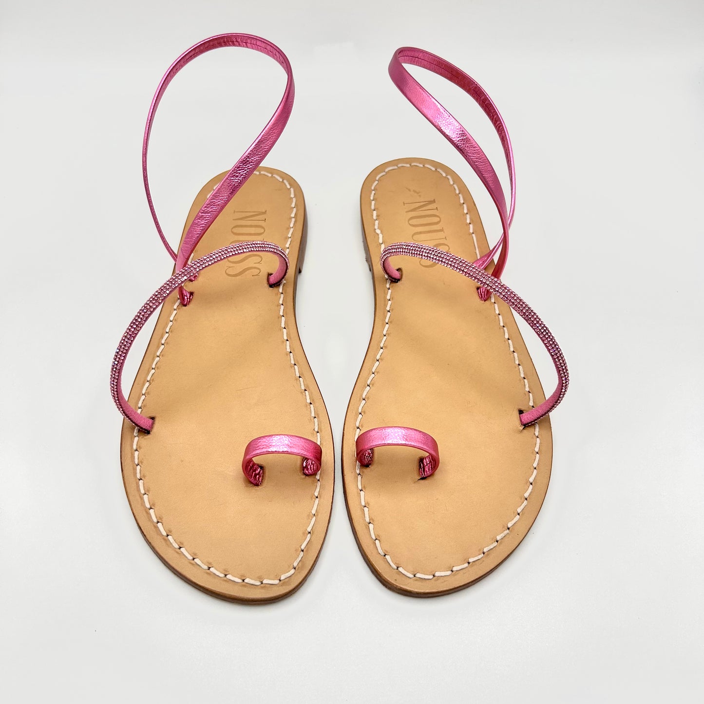 Sandales Femme Cuir Strass Rose/ Rose Barcelone - Face