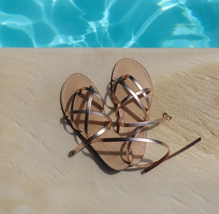 Sandales Femme Or Rose Calvi Dessus