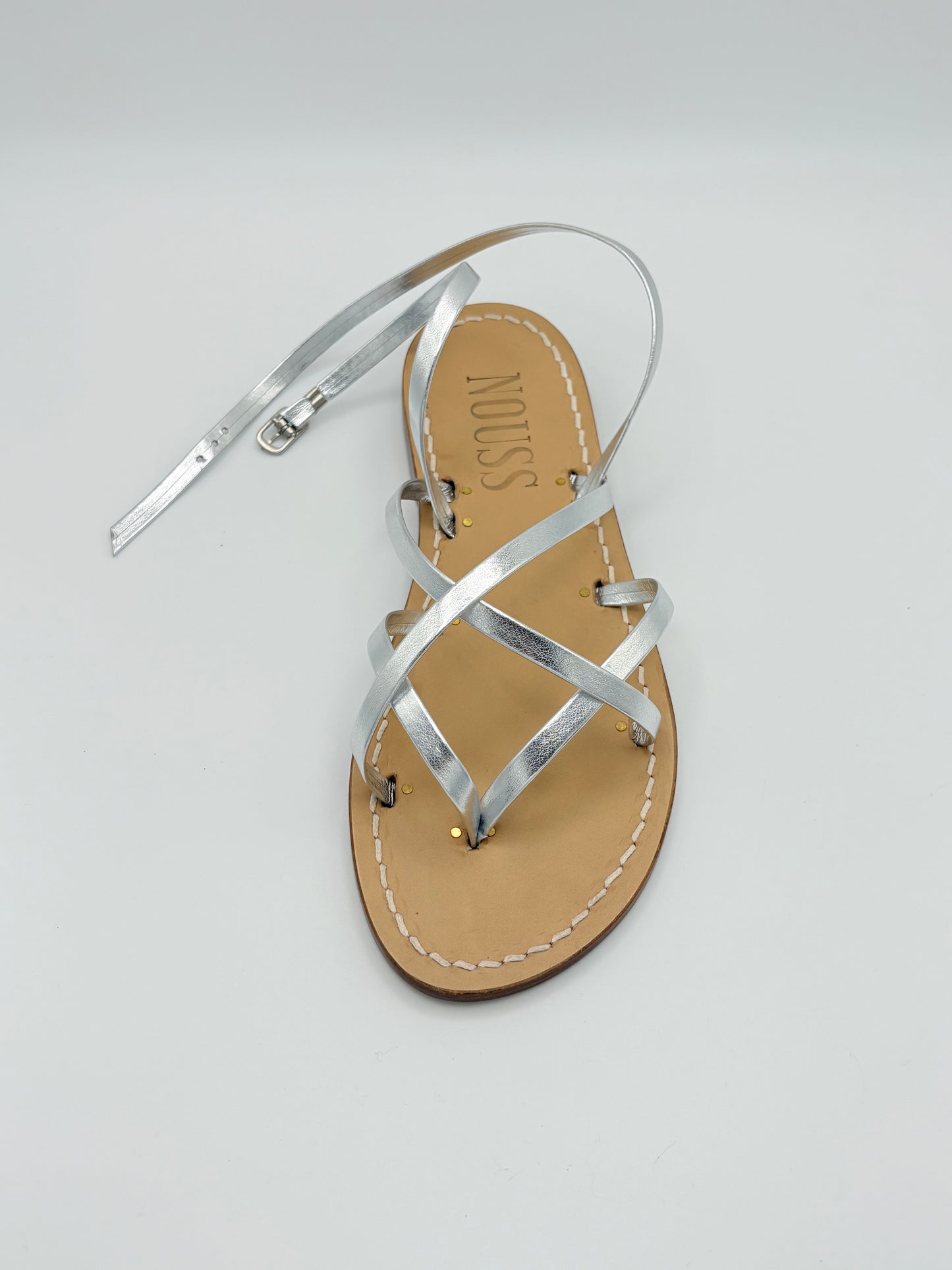 Sandales femme cuir calvi argent - avant