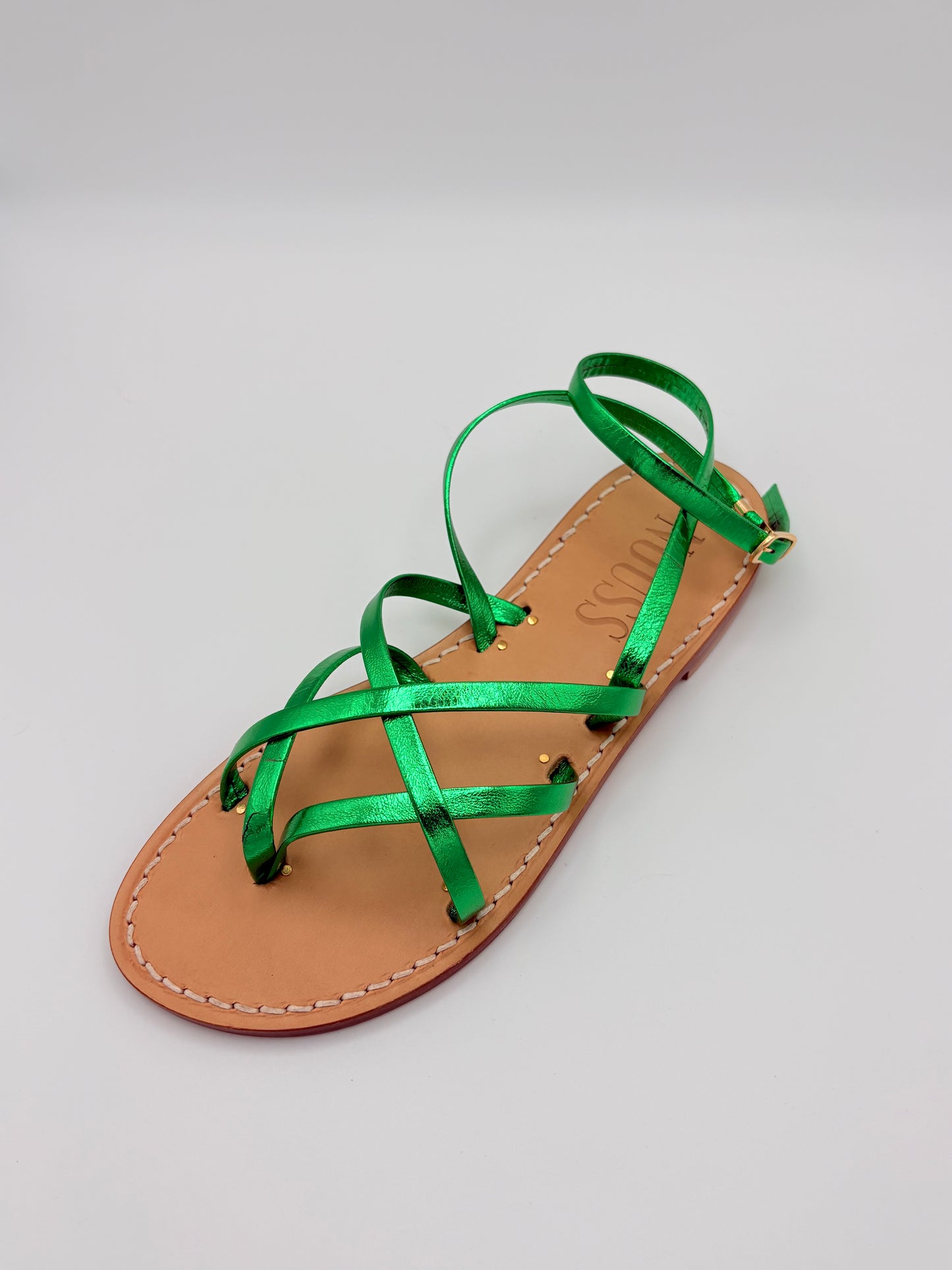 Sandales femme cuir calvi vert - latéral