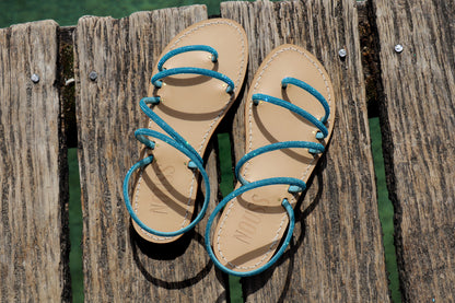 Sandales Femme Cannes Strass Bleu -  dessus