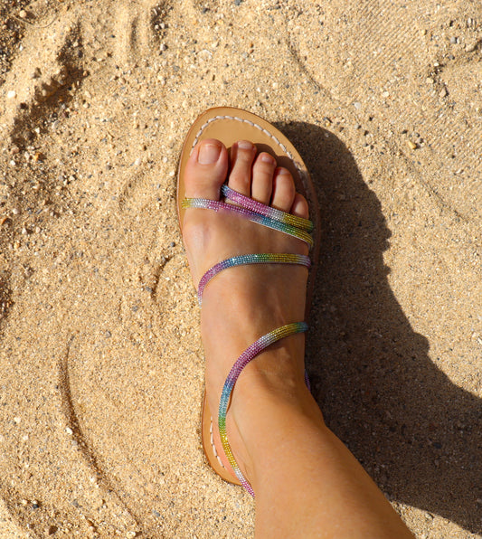 Sandales Femme Cannes Strass Multicolore - Porté