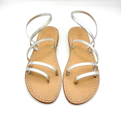 Sandales Femme Cuir Argent Cannes - Avant