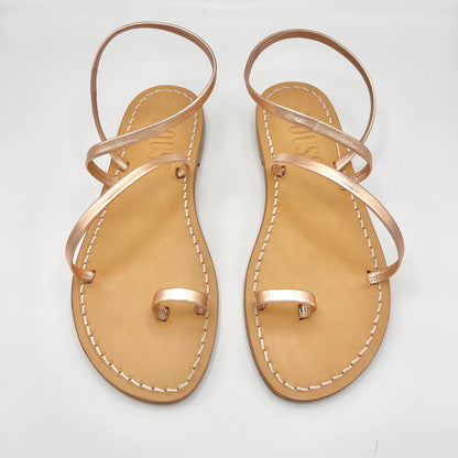 Sandales Femme Cuir Barcelone Or Rose - Face