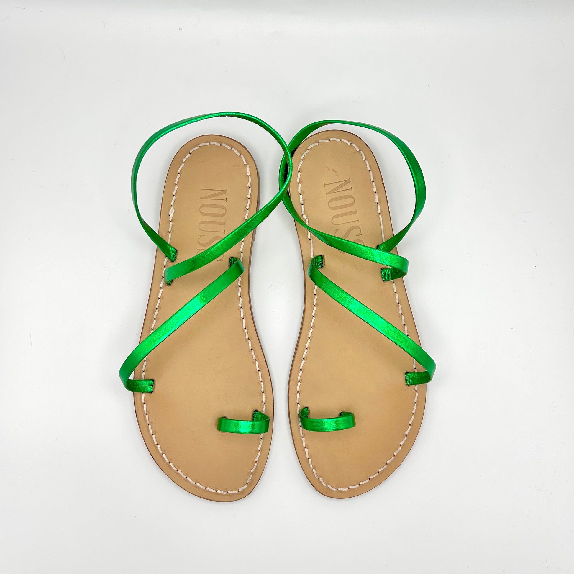 Sandales Femme Cuir Barcelone Vert - Dessus