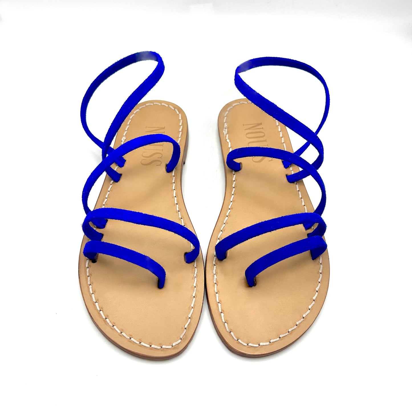 Sandales Femme Cuir Bleu Klein Cannes - Avant