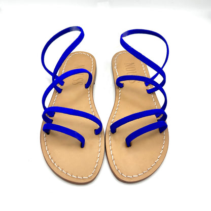 Sandales Femme Cuir Bleu Klein Cannes - Avant