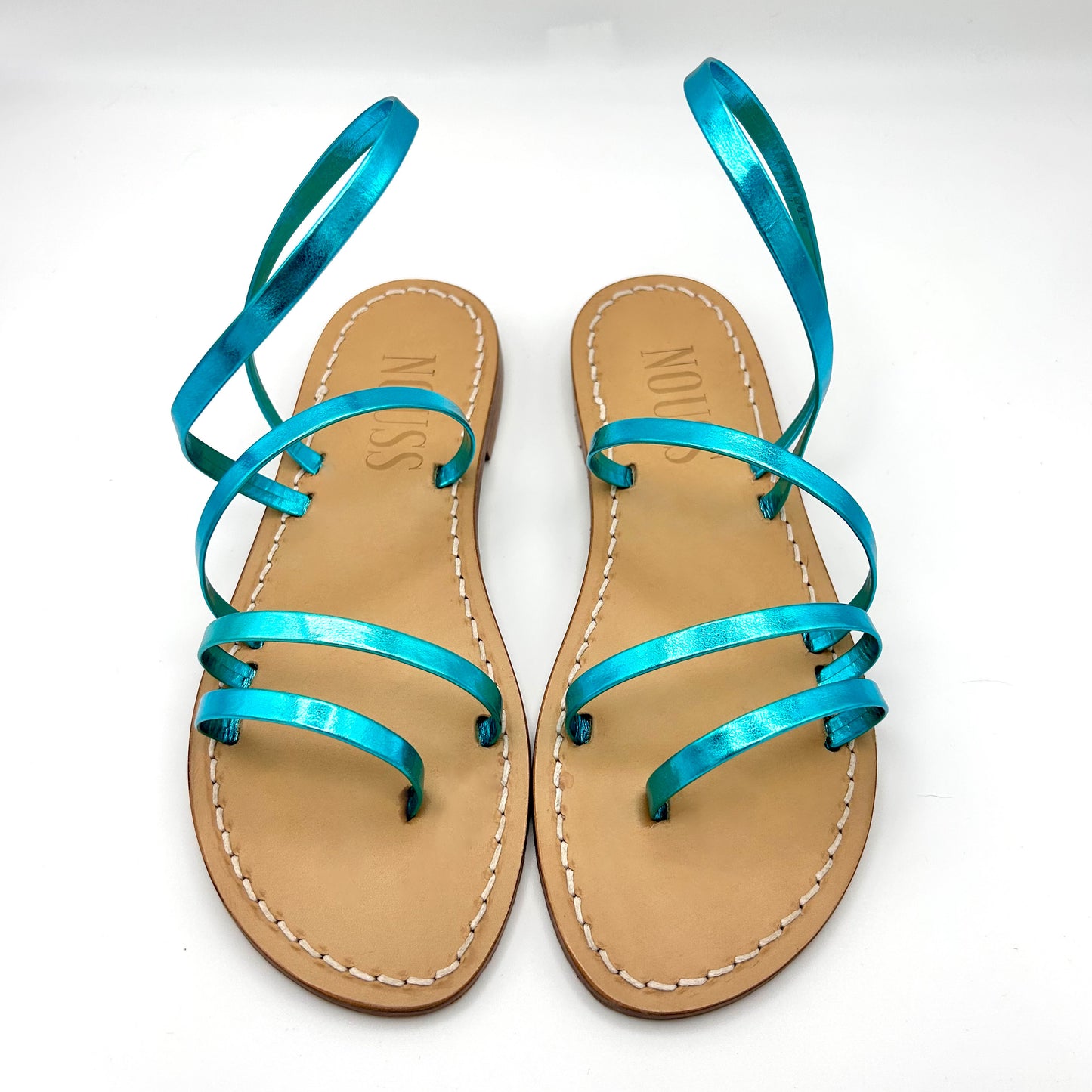 Sandales Femme Cuir Cannes Turquoise - Face
