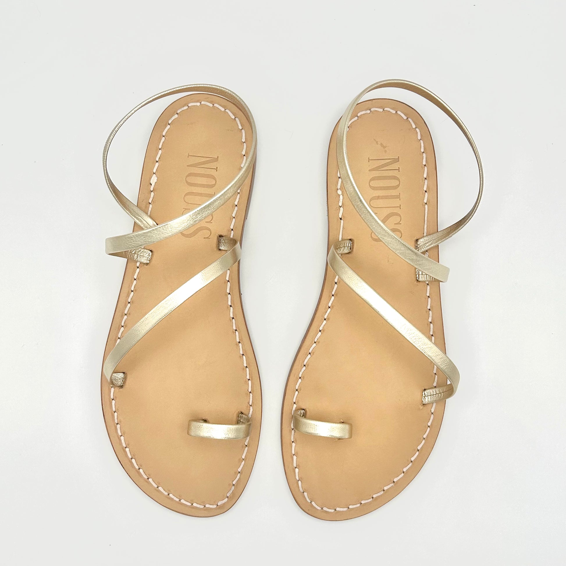 Sandales Femme Cuir Champagne Barcelone - Dessus