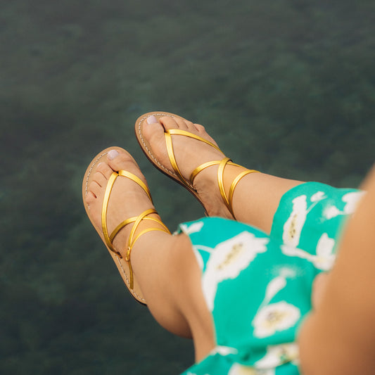 Sandales Femme Cuir Jaune Palerme - dessus