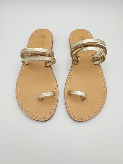 Sandales Femme Cuir Nice Champagne - face