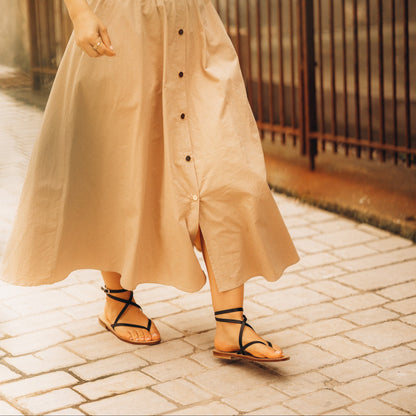 Sandales Femme Cuir Noir Palerme - marche