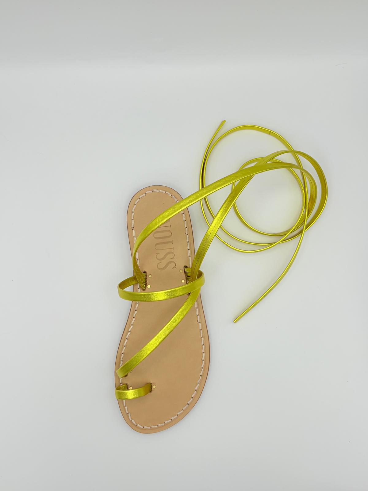 Sandales Femme Cuir Rome Jaune - Dessus