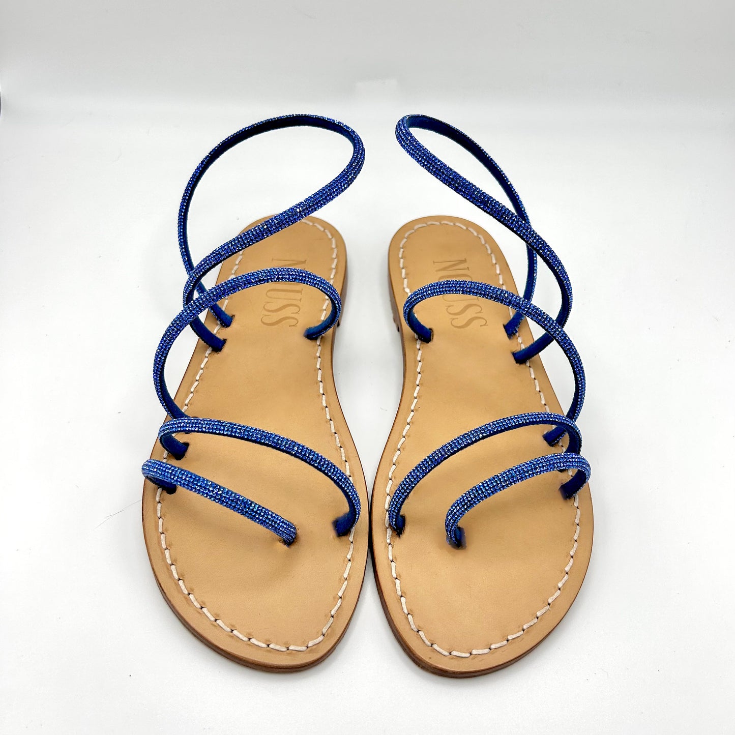 Sandales Femme Cuir Strass Cannes Face - Marine 