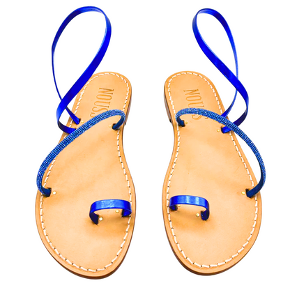 Sandales Femme Cuir Strass Marine Barcelone avant