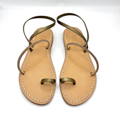 Sandales Femme Cuir Strass Mordore/ Or Barcelone - Face