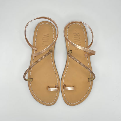 Sandales Femme Cuir Strass Or Rose/ Or Barcelone - Dessus