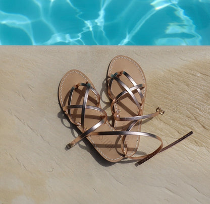 Sandales Femme Or Rose Calvi Dessus