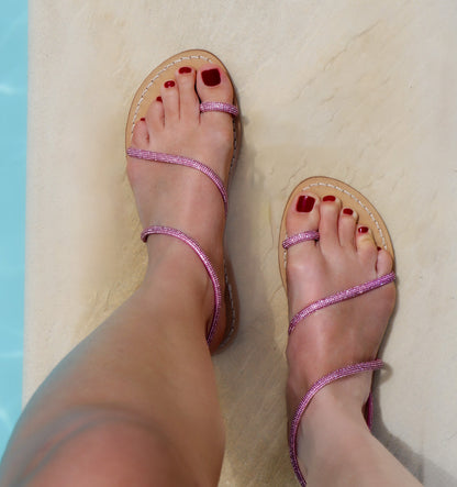 Sandales Femme Strass Rose Barcelone Mannequin