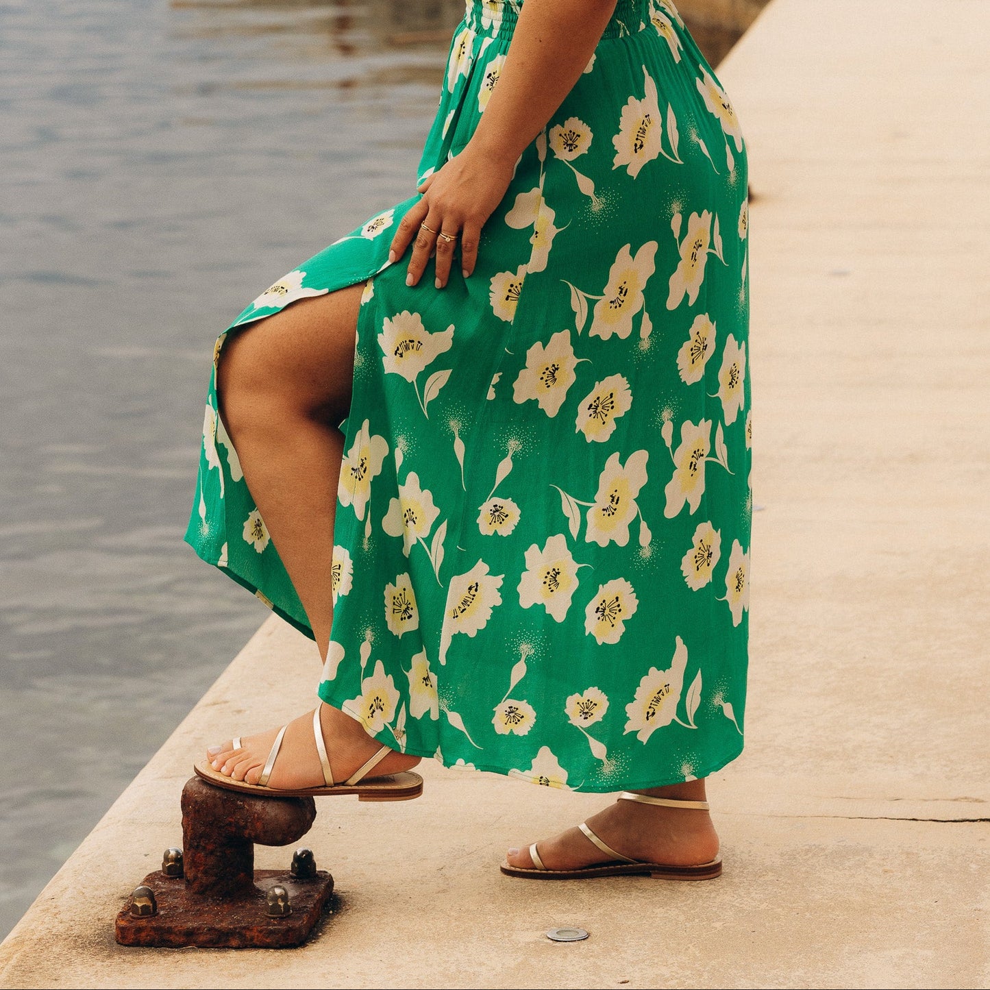 Sandales Plates Cuir Femme Champagne Barcelone - cote