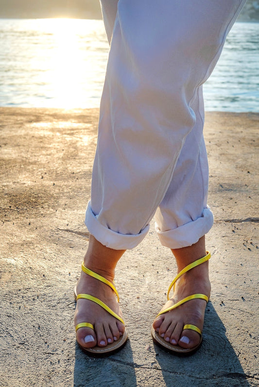 Sandales femme Barcelone jaune - avant