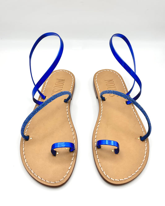 Sandales femme Strass barcelone bleue - avant